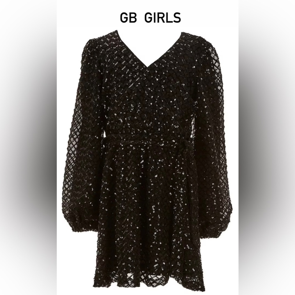 GB Big Girls  Sequin Wrap Dress ,Size M 8/10